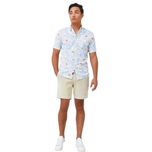 Faherty Men's Short-Sleeve Breeze Shirt Blue Floral Size‎ XL